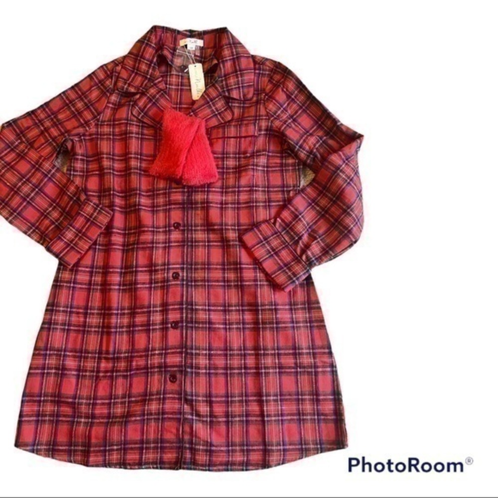Simply Noelle red plaid flannel nightgown
